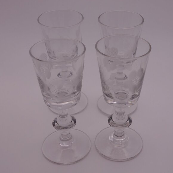 Set of Four(4) Small Delicate Glasses with Pattern - Picture 1 of 16